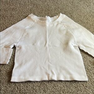 White Long Sleeve Skirt with Ribbed Texture